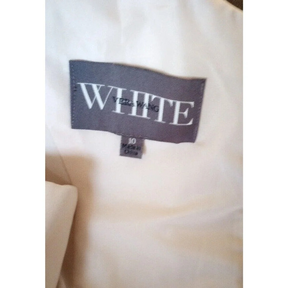 White By Vera Wang Gown One Shoulder Champagne Sz 10 Wedding Formal Dress - Picture 13 of 16